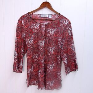 Giorgio Fiorini Collection Women's Plus Size XL Red‎ Paisley Blouse Top / #1195